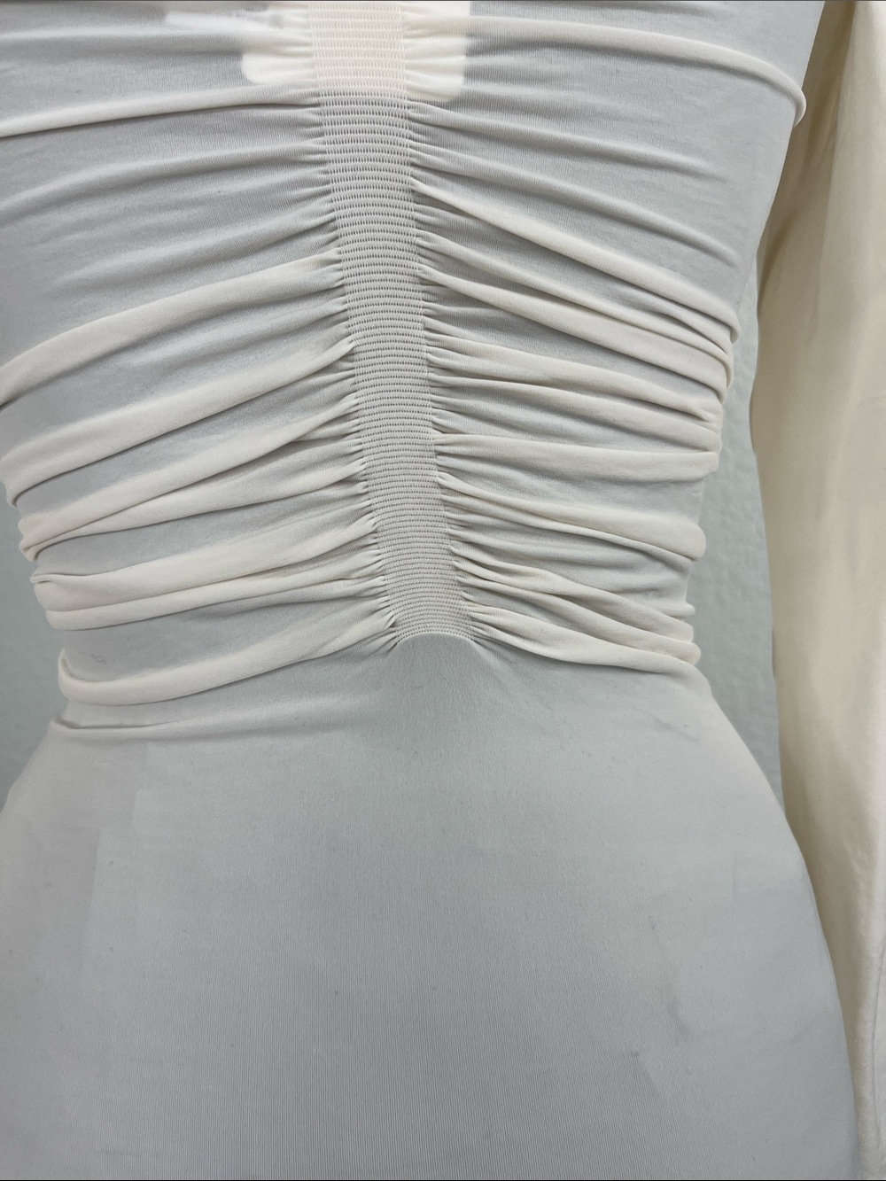 Wolford Sheer Drape Top Long Sleeves Buttercream 58311 - Picture 8 of 10